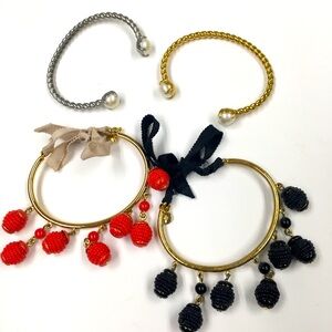 J Crew Bracelet Bundle (4) Gold Tone Black Red